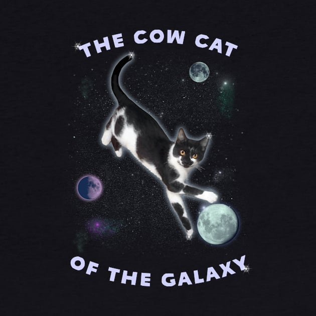 Funny Galaxy Cat - "Cow Cat of the Galaxy" Cow cat and moon by jdunster